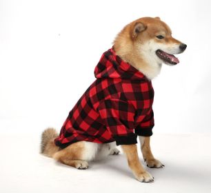 Christmas Dog Clothes Thickened Plaid Hooded Two-leg Sweater (Option: Black Red Checker-M)