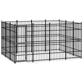 Outdoor Dog Kennel Steel 119 ft² (Color: black)